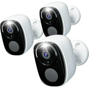 Rraycom 3Pack Security Cameras Outdoor Wireless, Battery Powered Camera for Home Security, Cloud/SD(up to 256G), Home Security Cameras with AI Motion Detection, Color Night Vision,2-Way Audio