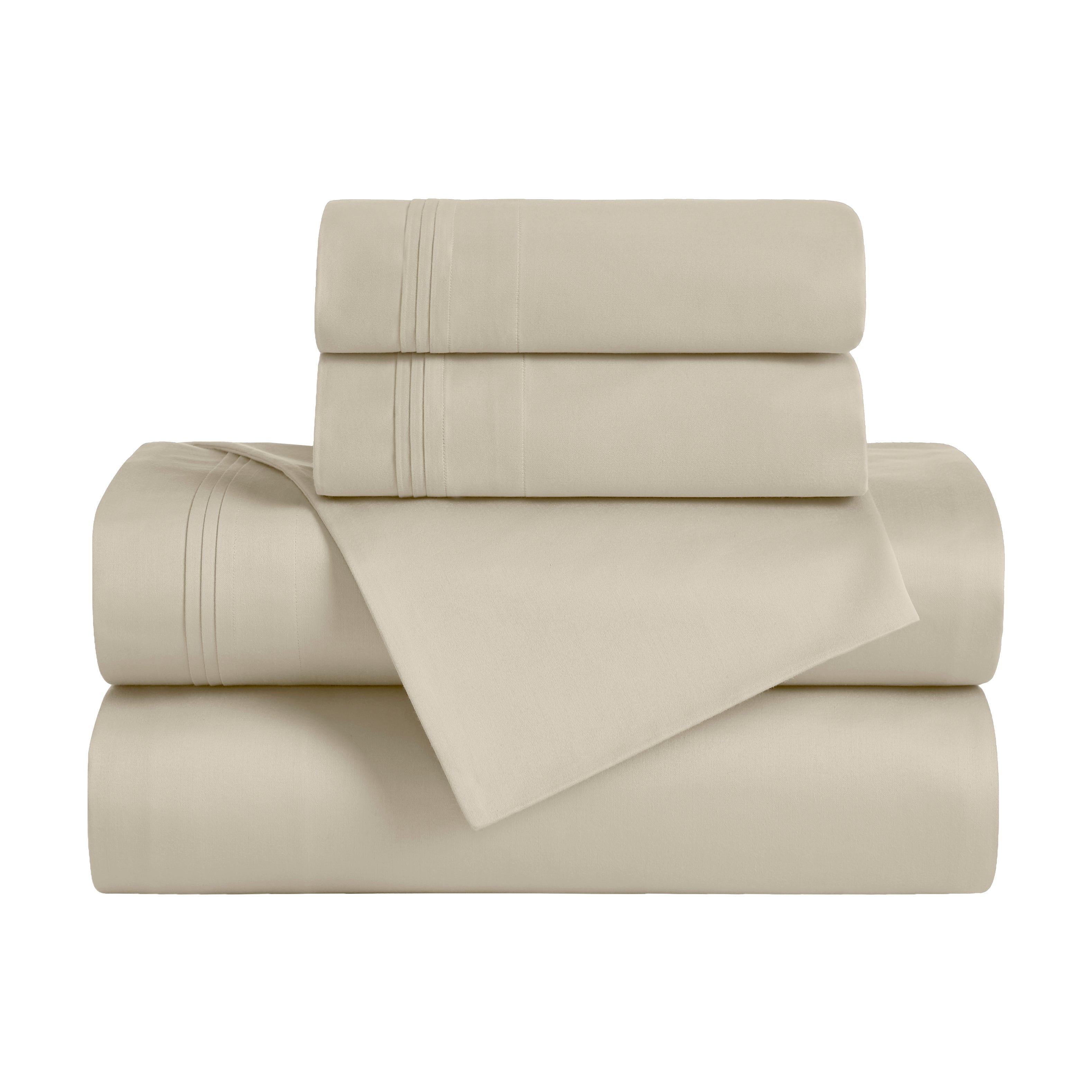 Superior 650 TC Egyptian Cotton Sheet Set, Extra Deep Pocket - 20 Inch, King Size, Ivory