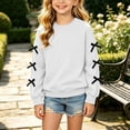 thumbnail image 6 of jobturf Girls Crewneck Sweatshirt Cute Black Bow Decor Long Sleeve Pullover Tops Holiday Party Fleece&nbsp;Lined Sweatshirts for Kids 110, 6 of 7