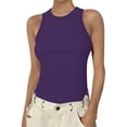 thumbnail image 2 of UoCefik Women Tank Tops Summer Sleeveless Basic Cami Top Shirt Slim Knit Ribbed Racerback Blouses Purple M, 2 of 5