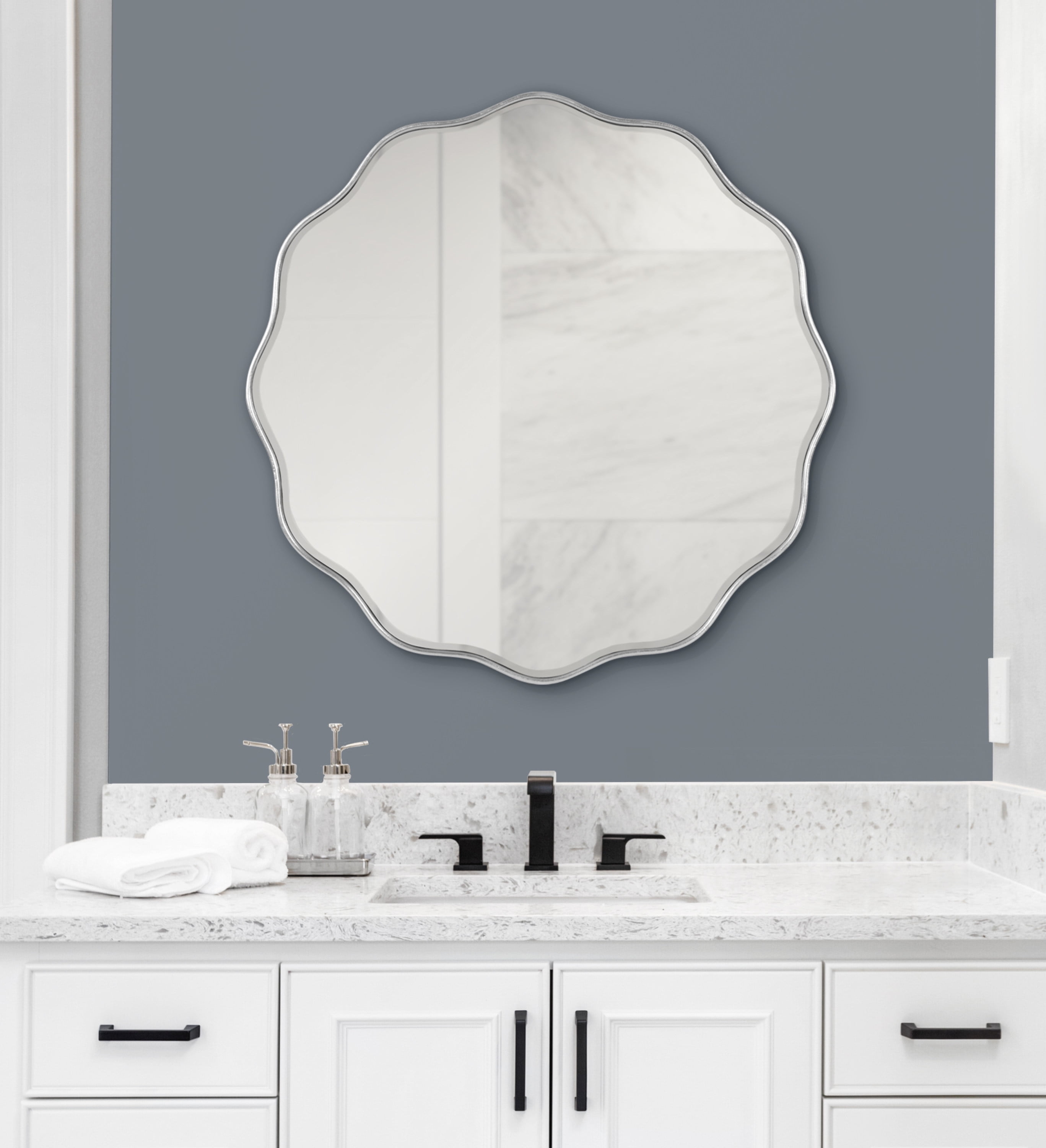 Atlantic Scalloped Silver Round Mirror