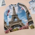 thumbnail image 6 of Eiffel Tower Women's Floral Printed Sweatshirt Long Sleeve Crewneck Casual Loose Vintage Graphic Pullover Tops, 6 of 7