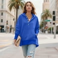 thumbnail image 4 of vigerkar Women's Casual Long Sleeve Sweatshirt Loose Henley Neck Pullover Tunic Tops Fashion Outfits (Blue, S), 4 of 9
