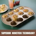 thumbnail image 4 of Nonstick Muffin & Cupcake Pan Set (2 Pack) - 12 Cup Regular + 24 Cup Mini Muffin Tins | Heavy Duty Gold Carbon Steel, Rust-Resistant, Easy Release, 4 of 8