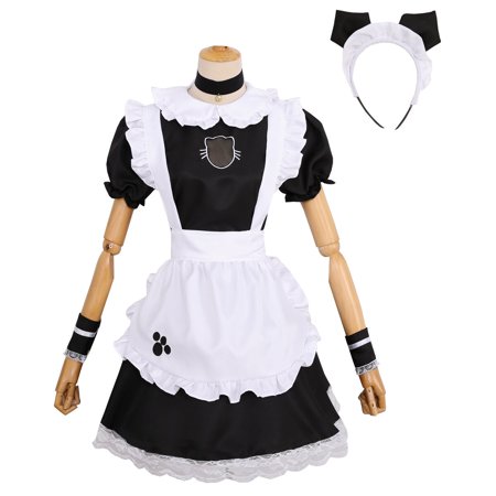 S-4XL Sexy French Maid Costume Sweet Gothic Lolita Dress Anime Cosplay ...