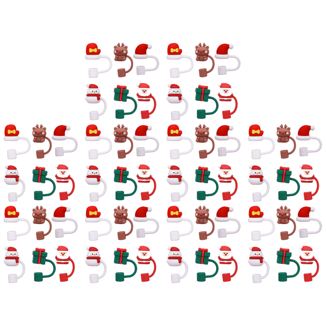 Cubra los favores de la fiesta de Navidad de silicona con temática navideña de paja (10 mm) 6 piezas