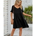 thumbnail image 4 of Women Dress V-Neck Short Sleeve T-Shirt Dress Babydoll Ruffles Casual Mini Dress, 4 of 5