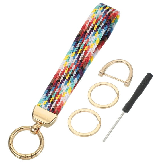 Wrist Lanyard Keychain, Stretchy Wristlet Strap Key Chain for Women Men, Cute Braided Keychains Holder for Car Keys Camera Wallet ID Badges Card, Rainbow