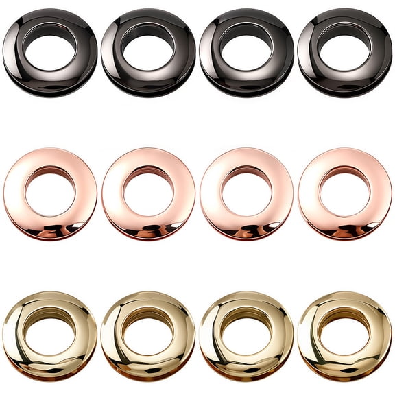 1 Box 12Pcs 3 Colors Alloy Screw Rings Eyelet Grommets 1/2" Hole Metal Rings Snap Grommet Purse Replacements