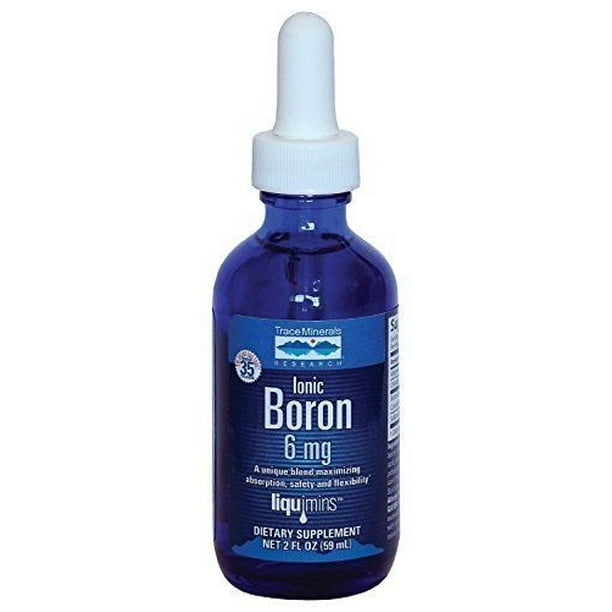 Trace Minerals Liquid Ionic Boron, 6mg, 2 oz (Pack of 2)