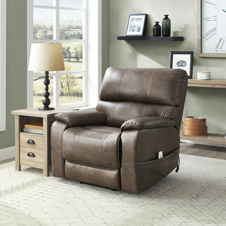 Serta Dual Cup Holder Standard Size Recliner, Brown Faux, 55 OFF