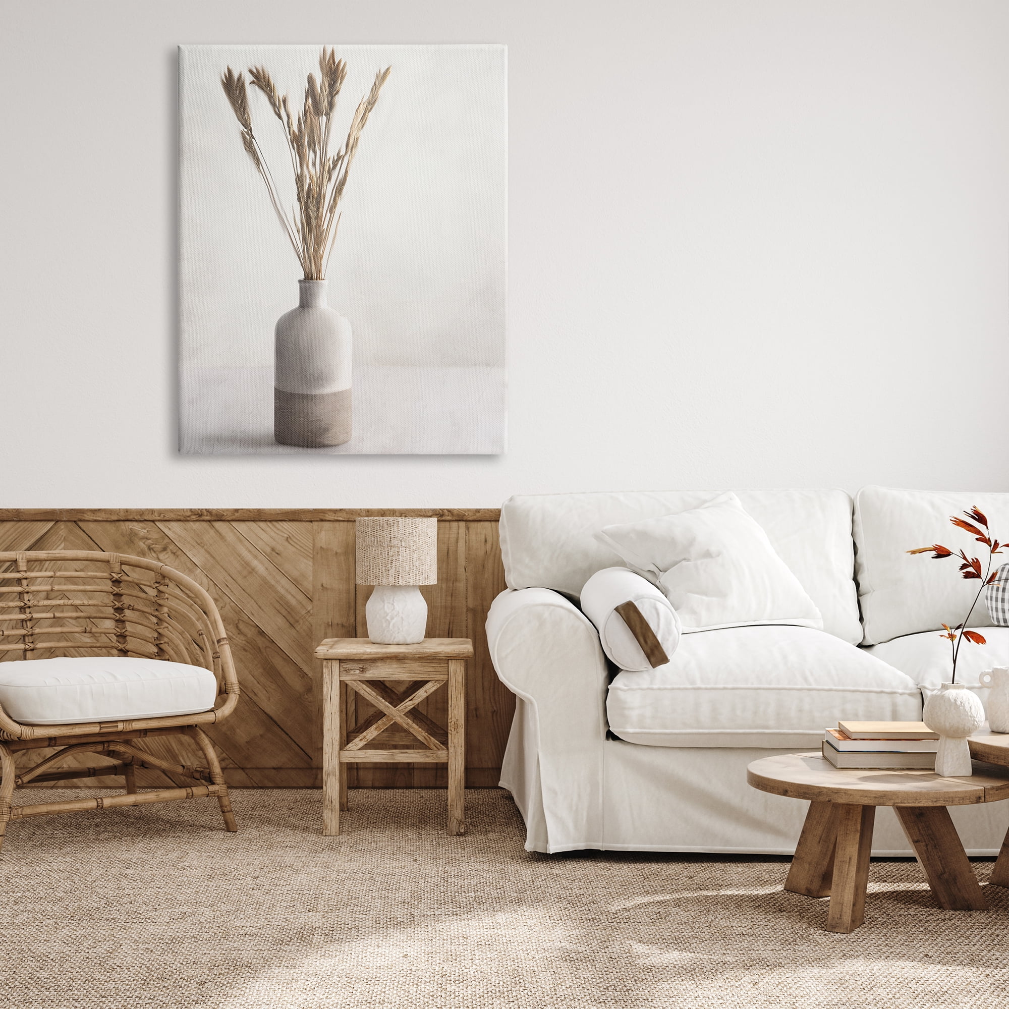 Stupell Industries Neutral Wheat Sprigs Botanical & Floral Painting Gallery Wrapped Canvas Art Print Wall Art, 36 x 48