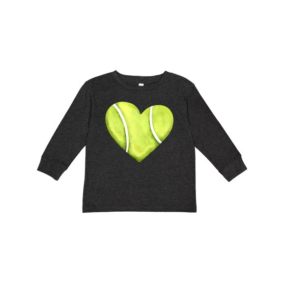 Inktastic Tennis Ball in Heart Boys or Girls Long Sleeve Toddler T-Shirt