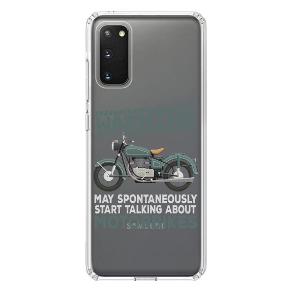 DistinctInk Clear Shockproof Hybrid Case for Galaxy S20 ULTRA / 5G (6.9" Screen) - TPU Bumper Acrylic Back Tempered Glass Screen Protector - Spontaneously Talking About Motorcycles