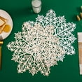 thumbnail image 3 of Snowflake Placemats Set of 6 Gold Laminated Metallic Vinyl Round 15 inch Diameter Festival Table Decorations for Holiday Party Feast Come (Silver, 6PCS), 3 of 7
