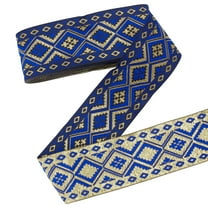 1 Bundle Ethnic Style Polyester Trim Polyester Ribbon For Sewing Decoration Rhombus Pattern Blue 2 inch(50mm) 7.66 Yards(7m)/Bundle