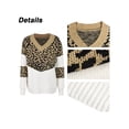 thumbnail image 4 of Gvmfive Women Color Block Crochet Drop Shoulder Long Sleeve V-Neck Casual Sweater, 4 of 5
