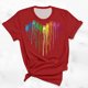 thumbnail image 5 of Camisetas de Manga Corta para las Mujeres Impresas Cuello Redondo Casual Camiseta, 95% Poliéster 5% Spandex Vintage Ligero Top para Diario, Fiesta Y Primavera, 5 of 5