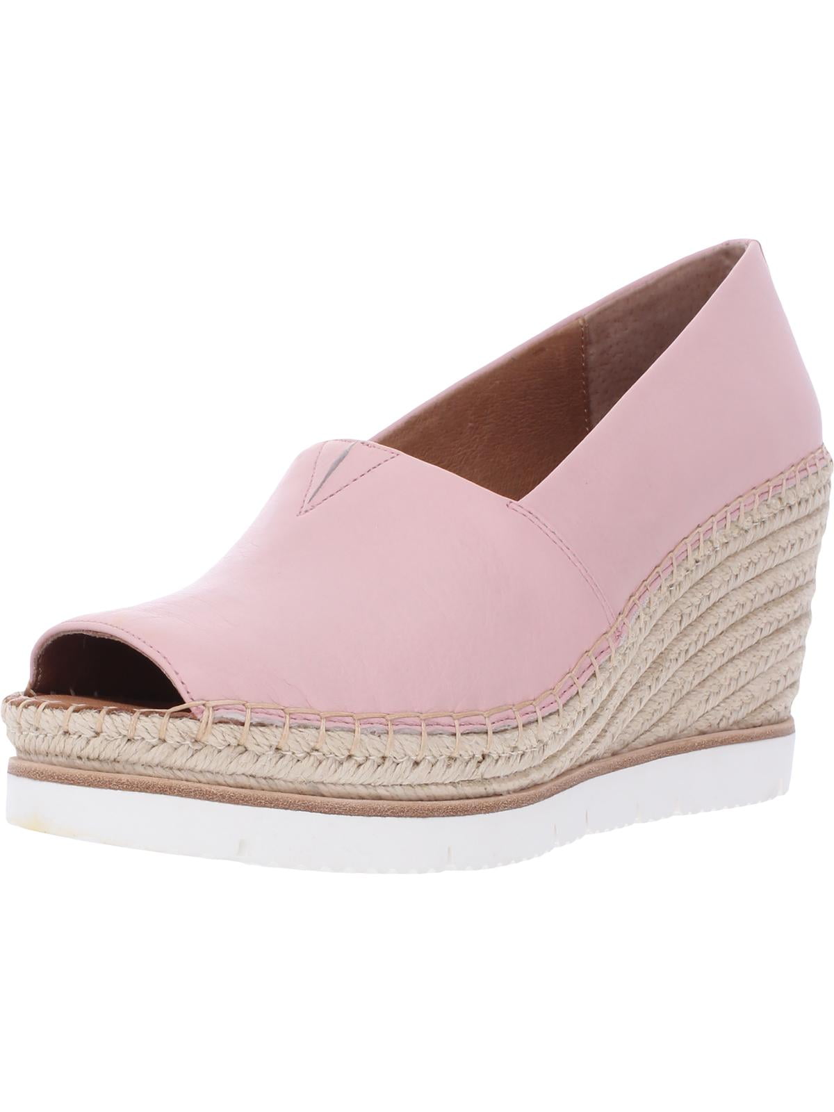 Leather Wedge Sandals Pink 