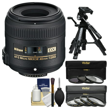 Nikon 40mm f/2.8 G DX AF-S Micro-Nikkor Lens + 7 UV/CPL/ND8 & Close-Up Filters + Macro Tripod Kit for D3200, D3300, D5300, D5500, D7100, D7200
