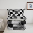 thumbnail image 5 of Homewish Grunge Ombre Checkered Full Size Comforter Sets,Retro Artwork Bedding Comforter Set,Gray White,Light Gray Reversible,3pcs,1 Comforter and 2 Pillowcases, 5 of 7