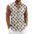 thumbnail image 3 of LTTVQM Hawaiian Shirts for Men 2026 Summer Beach Sleeveless Button Down Shirts Casual Loose Tropical Print Tee Vacation Clothes Vermilion 2XL, 3 of 6
