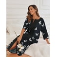 thumbnail image 3 of Ekouaer Women's Pajama Sets Robe for Women Zipper Front Robes 3/4 Sleeve House Dress with Pockets Full Length Nightgown Housecoat, 3 of 5