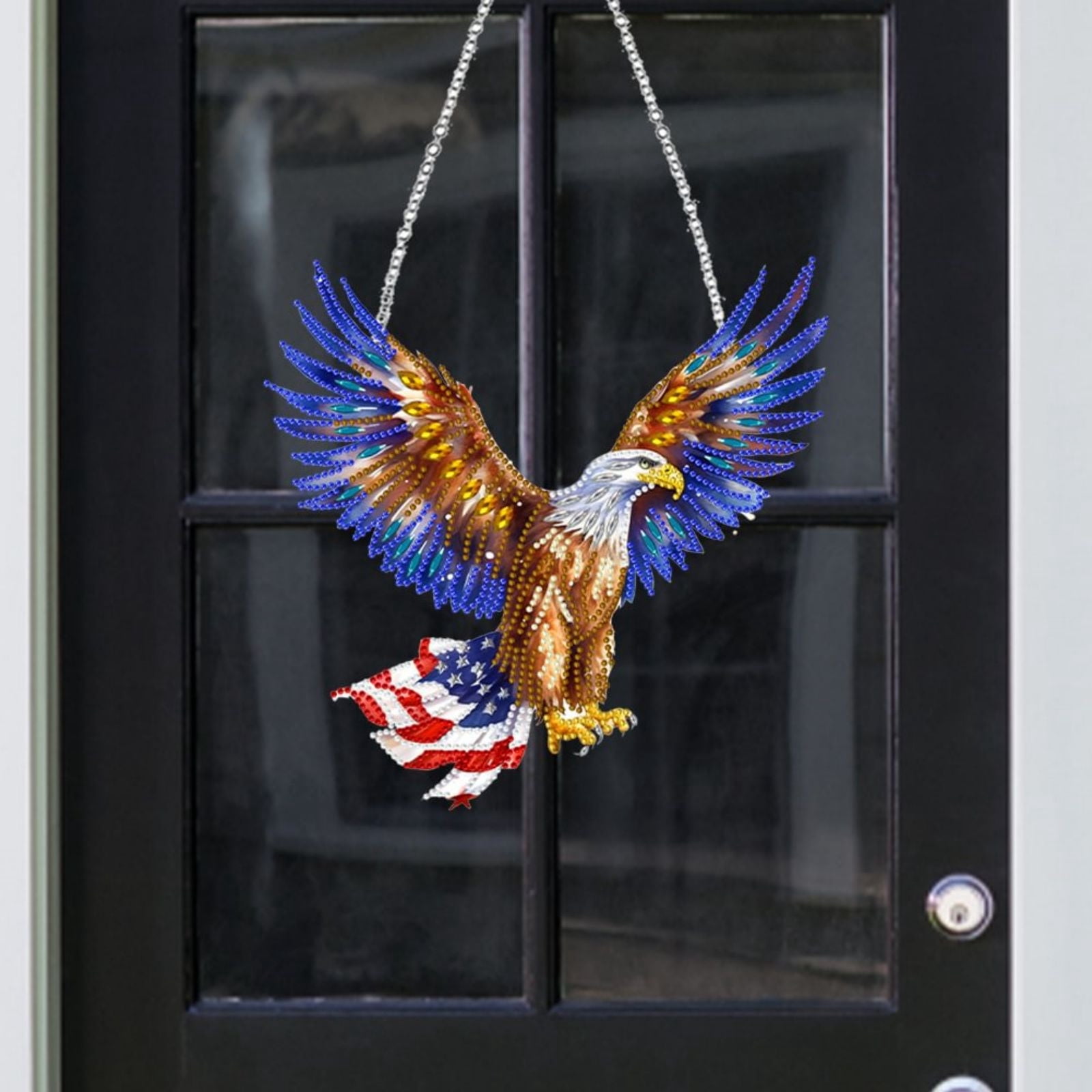 FLOPESN DIY Diamond Art Kits, American Independence Day USA Eagle Style, 9.84*8.11 in Diamond Painting Pendant, Creative Design Wall Decor