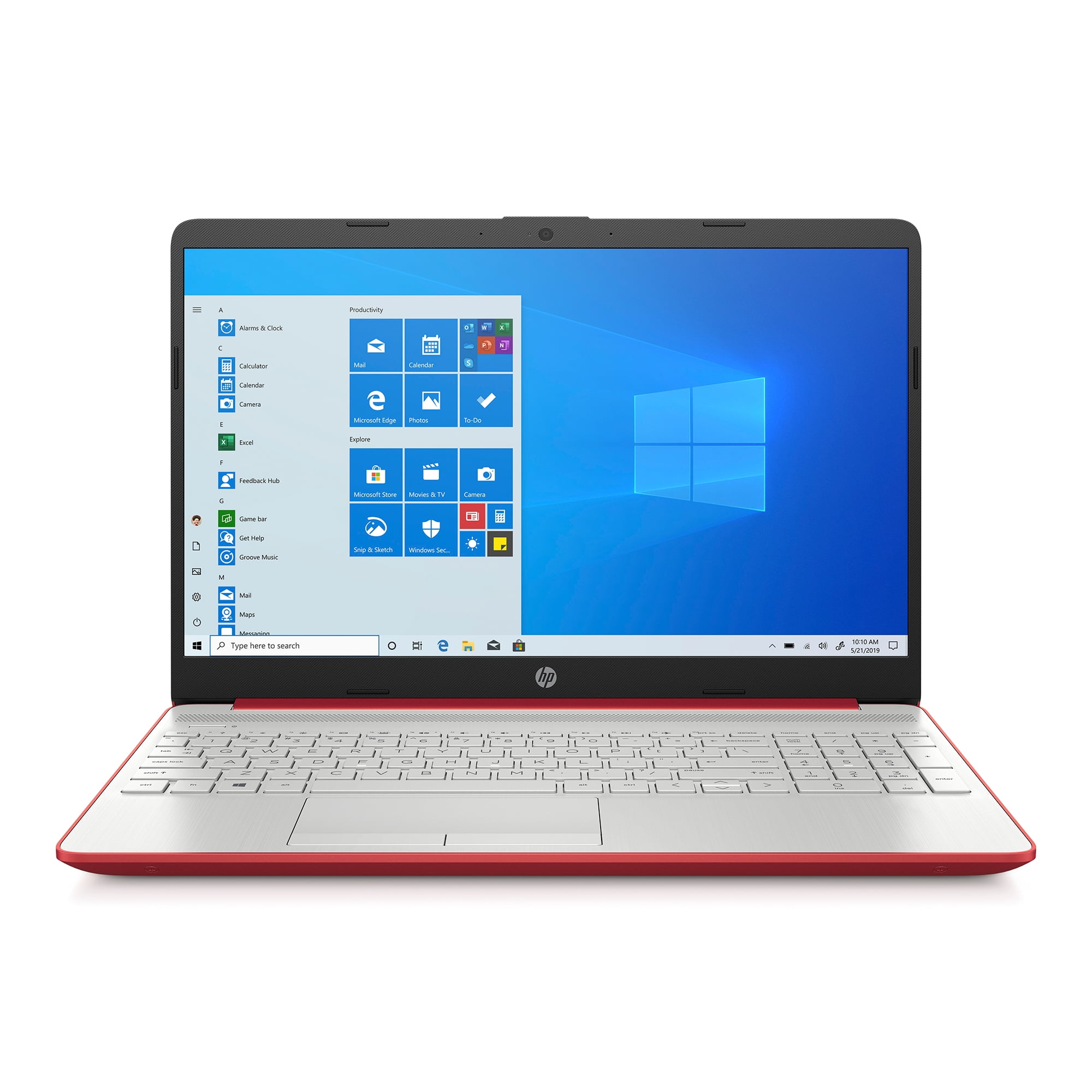HP 15.6" Laptop, Intel Pentium Silver N5000, 4GB RAM, 128GB SSD, Windows 10 Home with Office , Scarlet Red, 15-dw0083wm