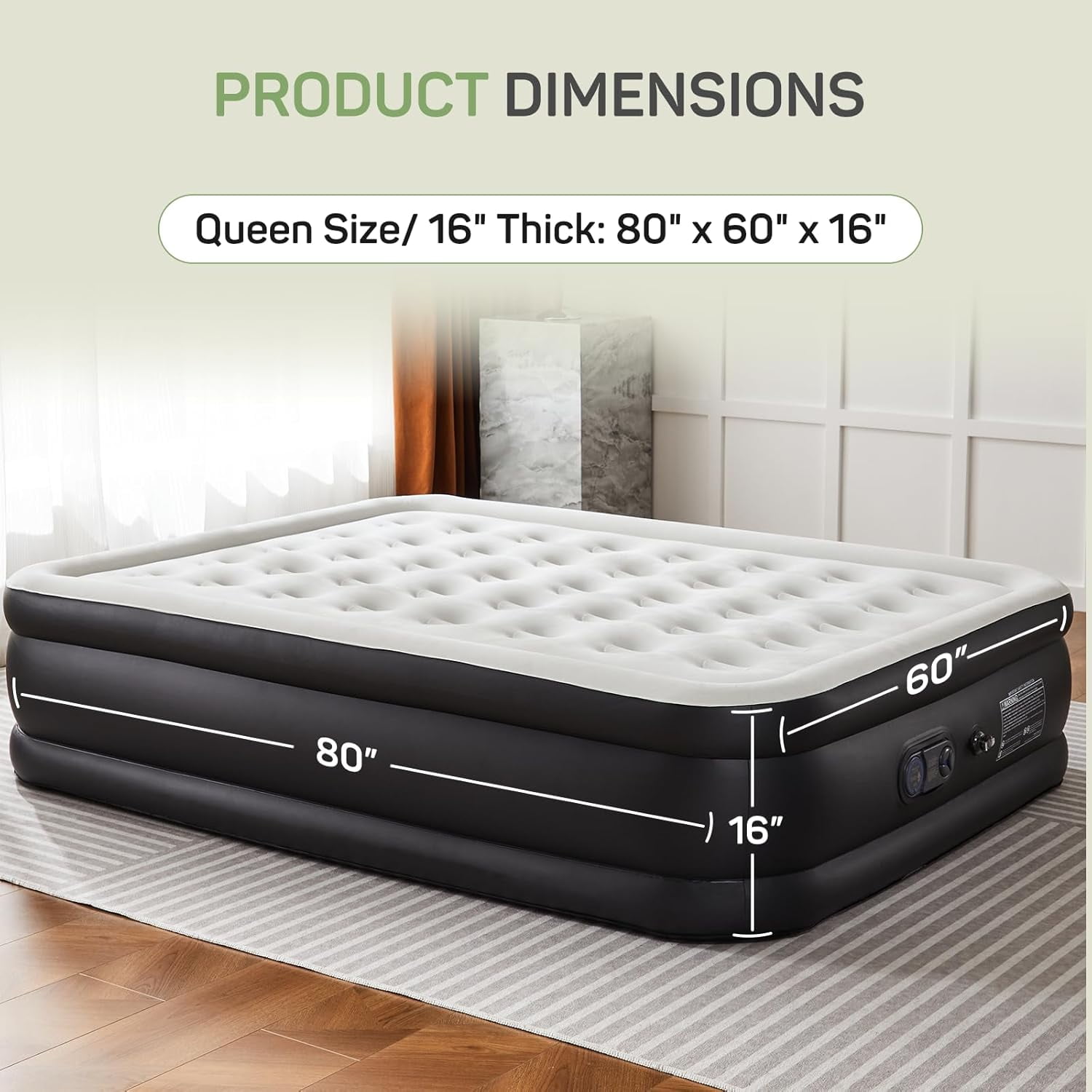 Bigleap Air Mattress Queen with Built in Pump, 18-Inch Raised Inflatable Blow up Camping Bed