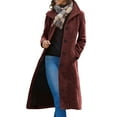 thumbnail image 2 of SDNall Women's Long Wool Blend Coat, Thick Stand Collar Double Breasted Trench with Inner Lining, 2 of 7