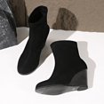 thumbnail image 6 of Mepaouo Women's Wedge Boots Suede Embroidery Sock Slip on Ankle Dress Booties with Low Wedges, 6 of 8