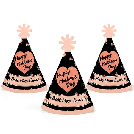 Best Mom Ever - Mini Cone Mother's Day Hats - Small Little Party Hats - Set of (The Best Sweet 16 Party Ever)