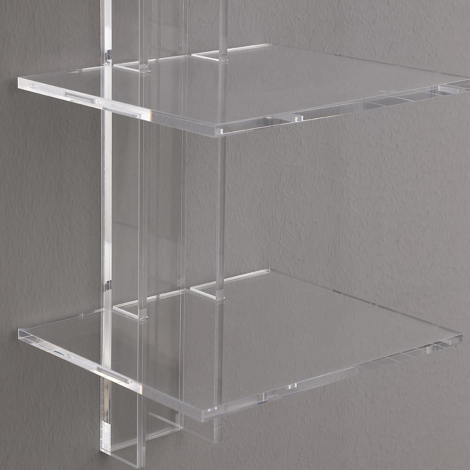 Proman Products Mounted Spine Bookshelf,Wall Mounted Shelves, Spine Book Tower Decor, 8" D x 9.5" W x 37" H, Clear Acrylic