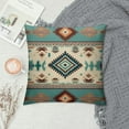 thumbnail image 2 of COMIO  Set of  Brown Turquoise South Western Ethnic Throw Pillow Covers Tribal Native Seamless Pattern Decorative Pillow Cases Home Decor Standard Square  Pillowcases, 2 of 5