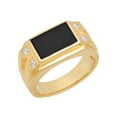 thumbnail image 2 of Mens 14k Gold Plated Sterling Silver Ring w/ Black Onyx & Cubic Zirconia, 2 of 4