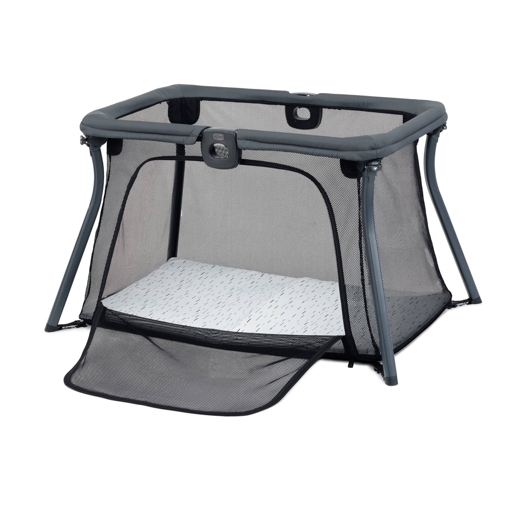 Chicco Alfa Lite Lightweight Travel Playard with Waterproof Mattress, Fitted Sheet Carry Bag - Midnight (Navy)
