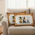 thumbnail image 2 of Happy Halloween Outdoor Waterproof Pillow Covers, Gnomes Pumpkins Cat Orange Black Plaid Decorative Rectangle Throw Pillowcase Sofa Cushion Sham for Patio/Couch/Chair, 20"x12" 2 Pack, 2 of 8