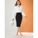 thumbnail image 2 of Blusa con cuello de gargantilla para mujer Allegra K manga larga camisa de trabajo con cuello vuelto blanco XS, 2 of 6