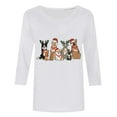 thumbnail image 5 of Elvqul Womens Tops Christmas Plus Size Shirts Cozy 3/4 Sleeve Crew Neck White Tops for Women Vacation, 5 of 5