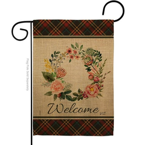 Angeleno Heritage G135242-BO Floral Wreath Double-Sided Decorative Garden Flag, Multi Color