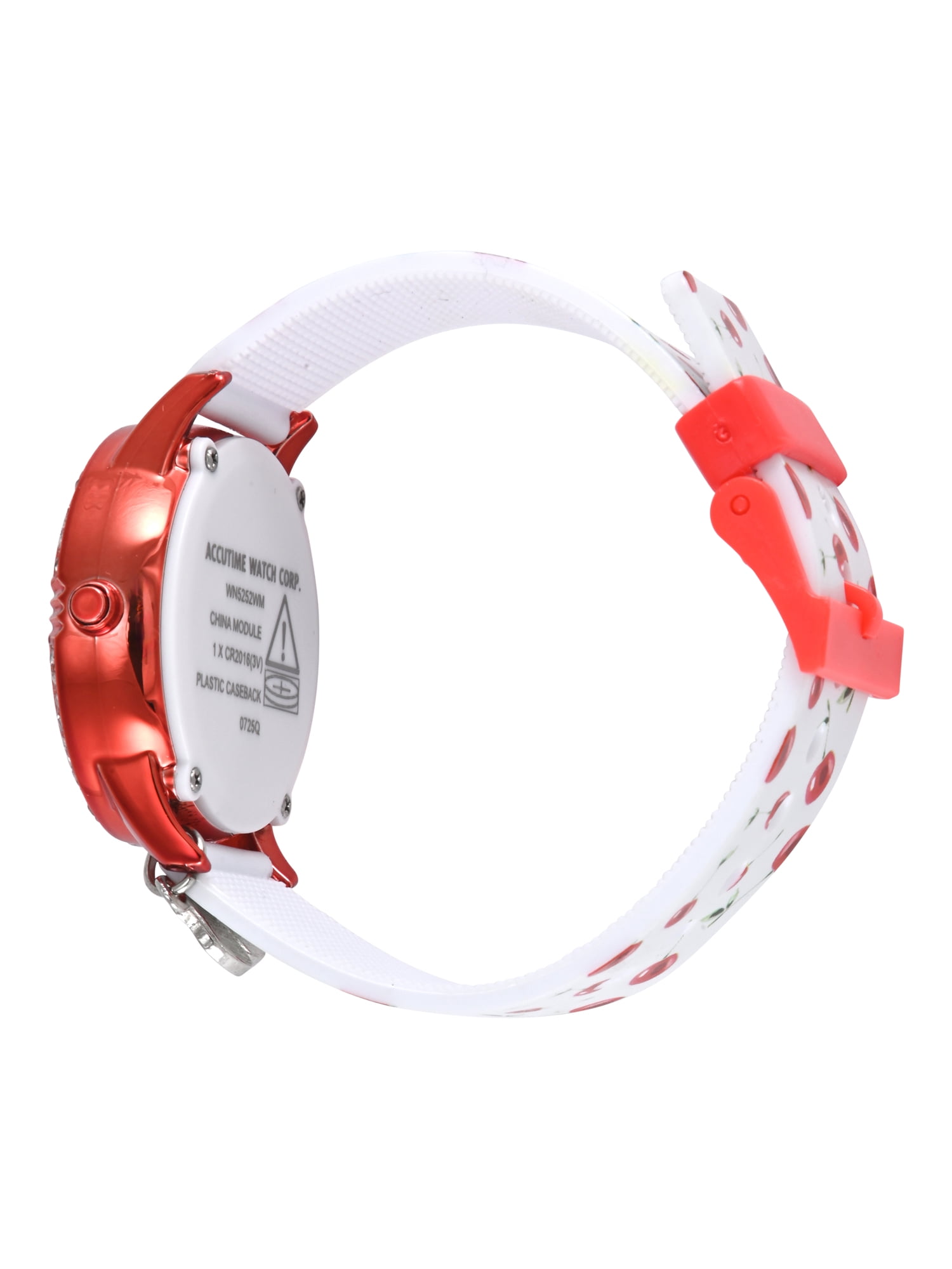 Wonder Nation Girls White Cherry Printed Silicone Strap Watch with Digital ED Display: WN5252WM