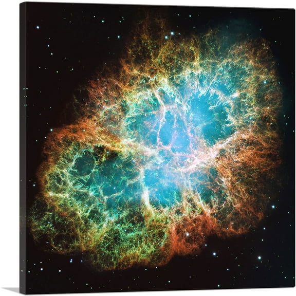 ARTCANVAS Crab Nebula Vivid Detail Hubble Telescope NASA Photograph Canvas Art Print - Size: 18" x 18" (0.75" Deep)