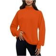 thumbnail image 5 of Lenpel Oversized Sweatshirt for Women Turtleneck Long Sleeve Casual Sweater Tops Fall Winter Pullover Sweatshirts(Orange,X-Large), 5 of 5