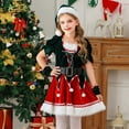 thumbnail image 5 of Kids Girls Elf Outfit Short Sleeve Dress + Hat + 2 Pairs of Gloves + Belt Sets Baby Christmas Clothes Party Dress 9-10 Years, 5 of 8