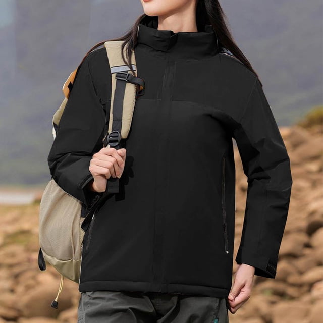 Chaquetas y abrigos casuales con capucha y manga larga para mujer, color, con bolsillo y cremallera, chaqueta cortavientos de poliéster para mujer