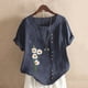 thumbnail image 2 of Gibobby Playera Manga Corta para Mujer Camiseta manga corta con estampado cuello redondo y dobladillo manga corta para mujer verano, camiseta ajustada con(Azul oscuro,G), 2 of 5