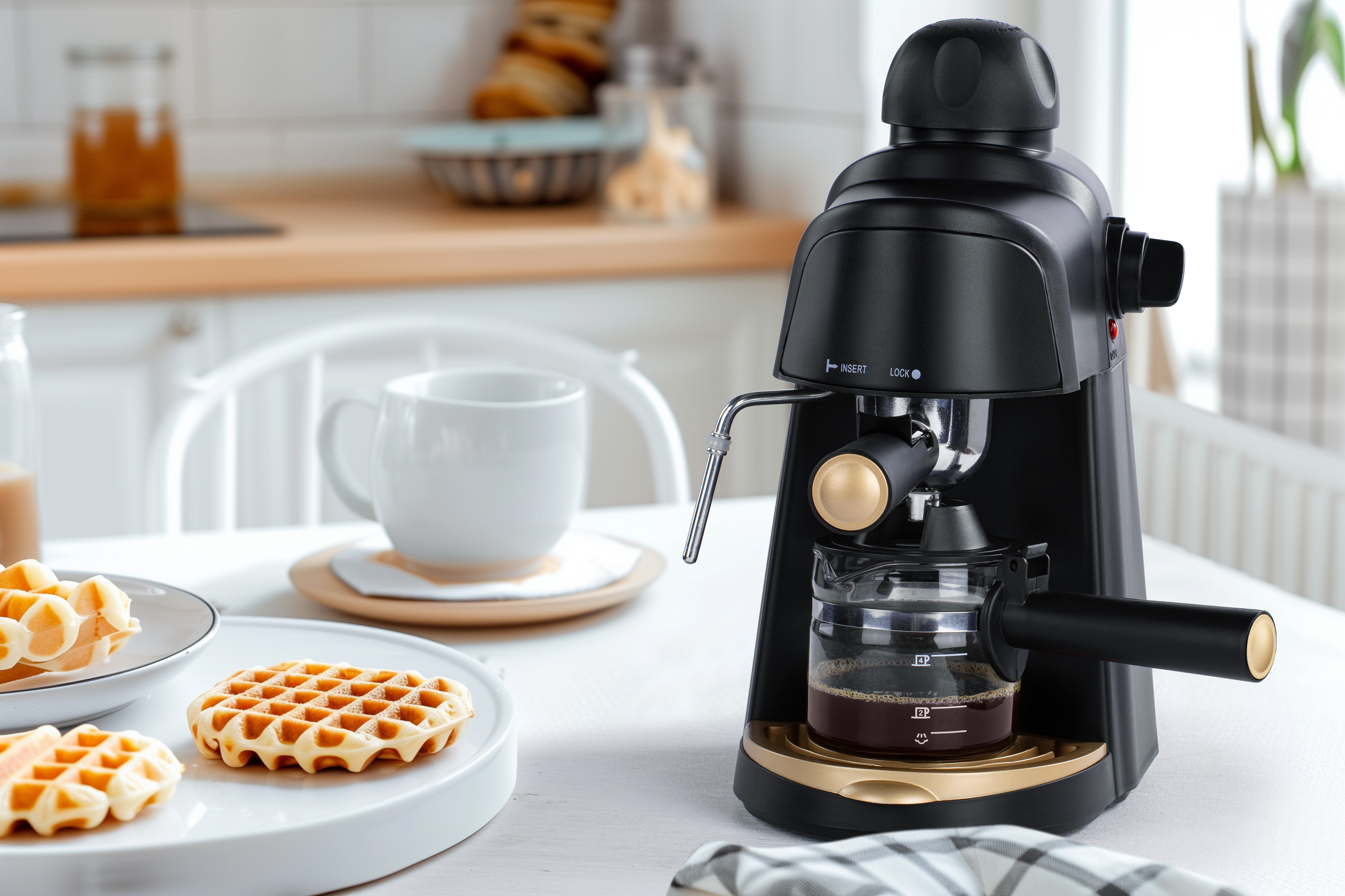 Collezioni Black and Gold Espresso Maker - New