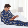 thumbnail image 6 of Fotbe Anchors and Nautical Pattern Long Sleeve Pajama Set for Men,Sleepwear Set,2-piece Loungewear Set,Soft PJs Comfy Nightwear with Pockets-X-Large, 6 of 7