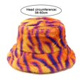 thumbnail image 5 of sunsanly Winter Bucket Hat Unisex Contrast Color Thick Plush Flat Top Heat Retention Foldable Streetwear Outdoor Fisherman Hat Traveling Shopping Headwear, 5 of 8